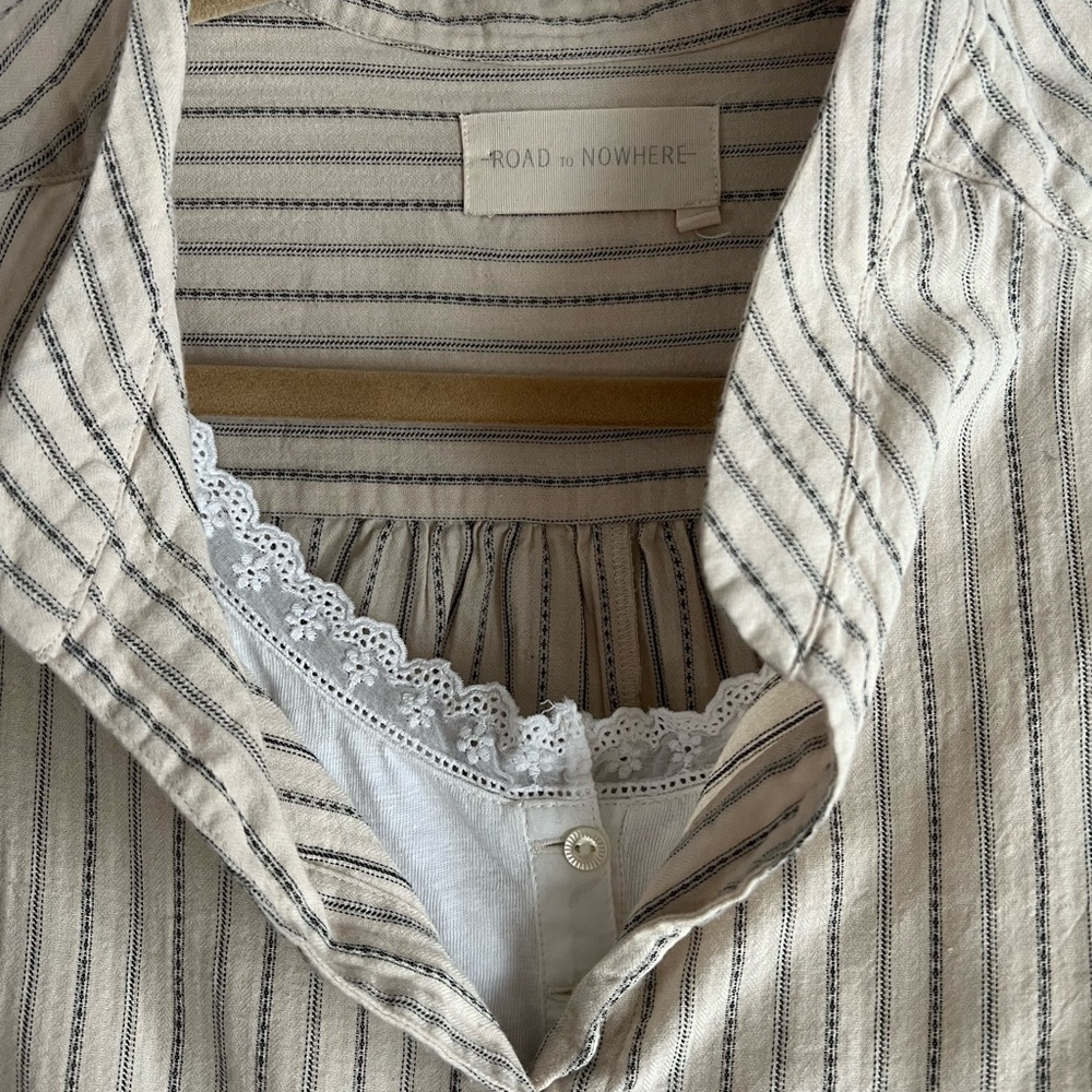 Striped Button Down Shirt - Beige - image 2